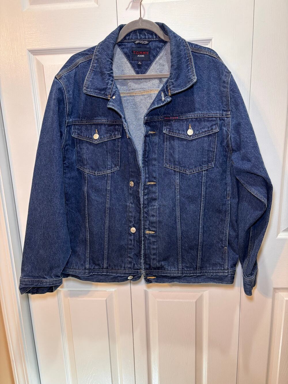 Tommy Hilfiger Tommy Jeans XL Blue Denim Trucker Jacket Vintage 90s Y2K